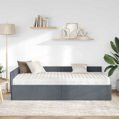 Struttura Letto Angolare con Materasso 2 pcs Grigio Velluto