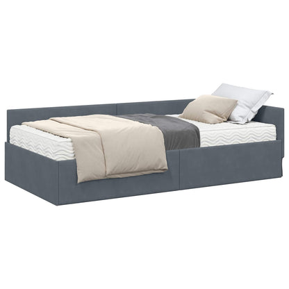 Struttura Letto Angolare con Materasso 2 pcs Grigio Velluto