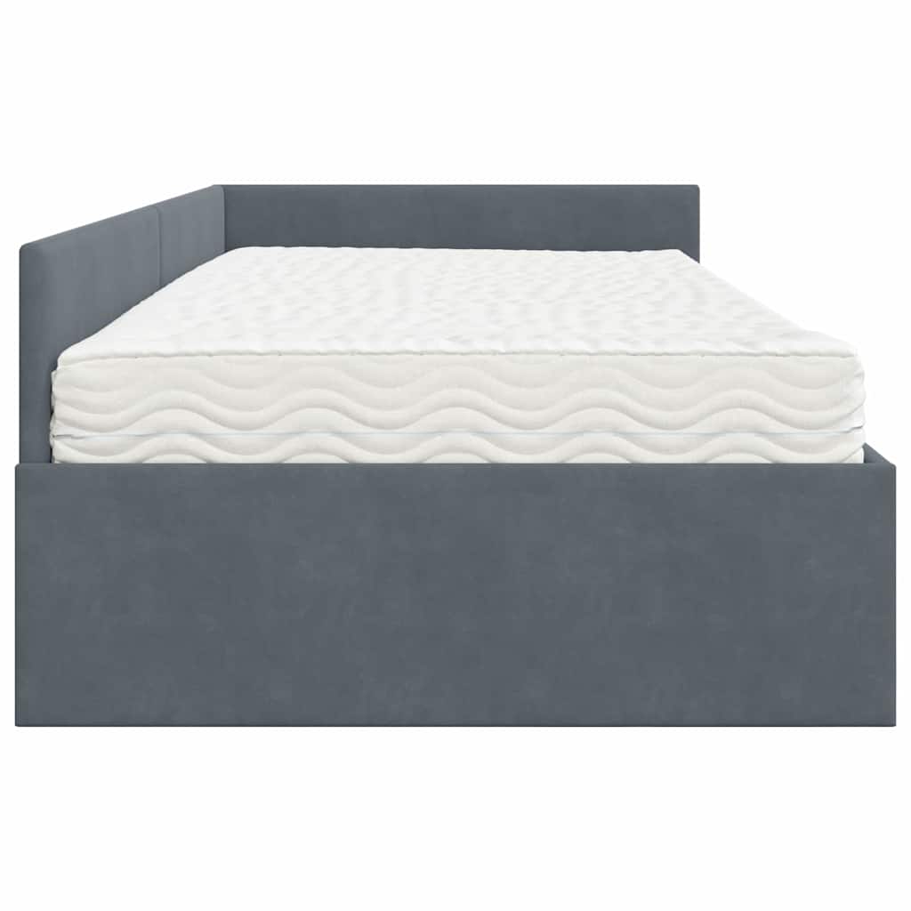 Struttura Letto Angolare con Materasso 2 pcs Grigio Velluto