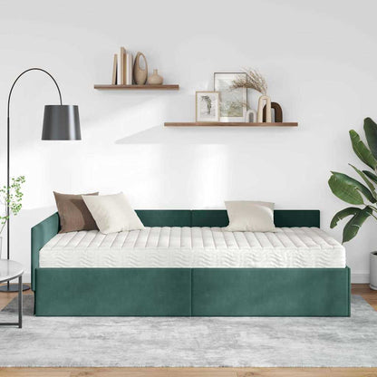 Struttura Letto Angolare con Materasso 2 pcs Verde Velluto