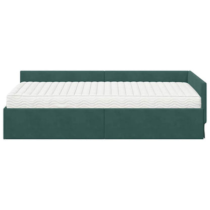 Struttura Letto Angolare con Materasso 2 pcs Verde Velluto