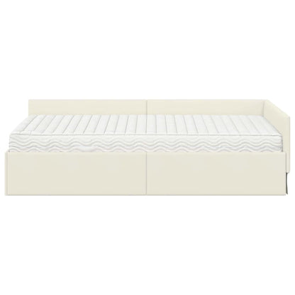 Struttura Letto Angolare con Materasso 2 pcs Crema Velluto