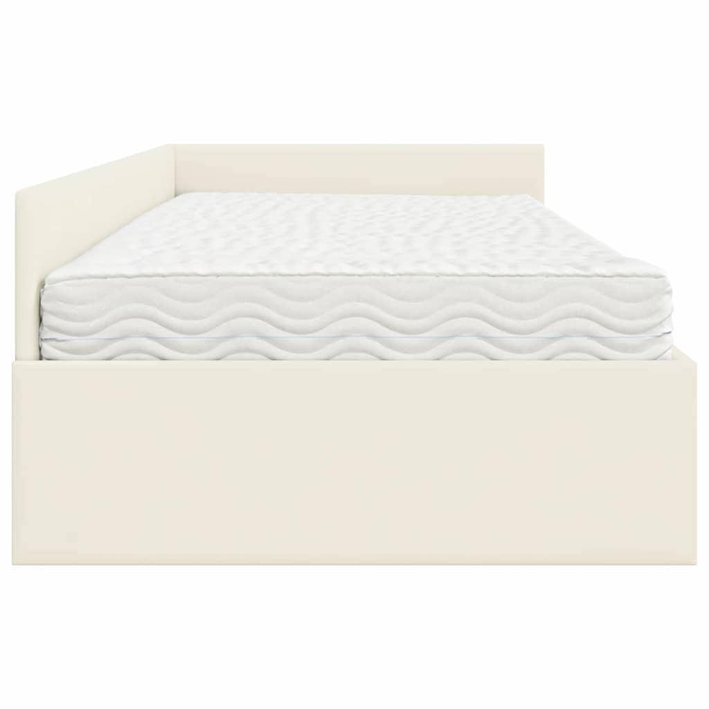 Struttura Letto Angolare con Materasso 2 pcs Crema Velluto