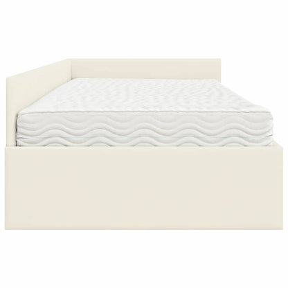 Struttura Letto Angolare con Materasso 2 pcs Crema Velluto