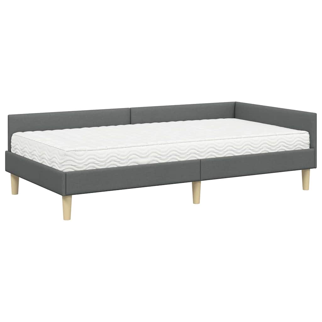 Struttura Letto Angolare con Materasso 2 pcs Grigio Tessuto | homemem39