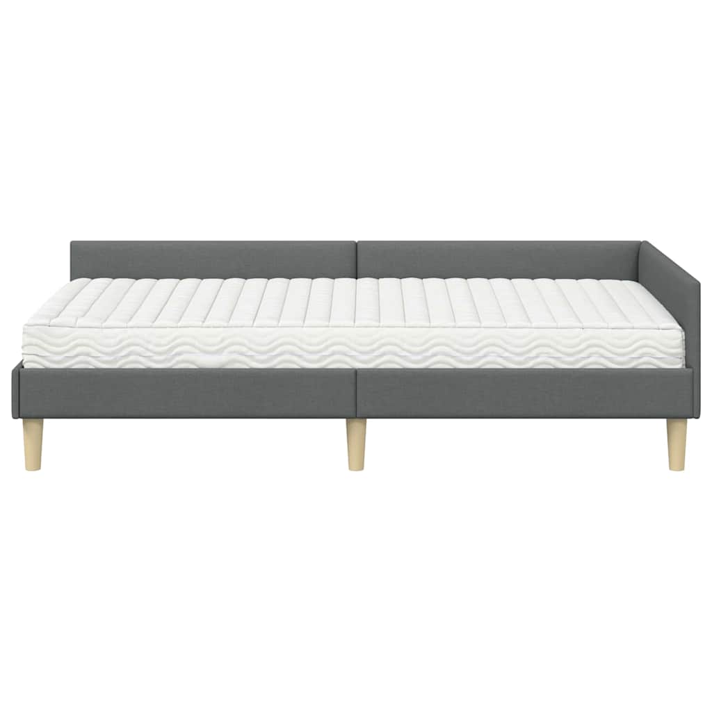 Struttura Letto Angolare con Materasso 2 pcs Grigio Tessuto | homemem39
