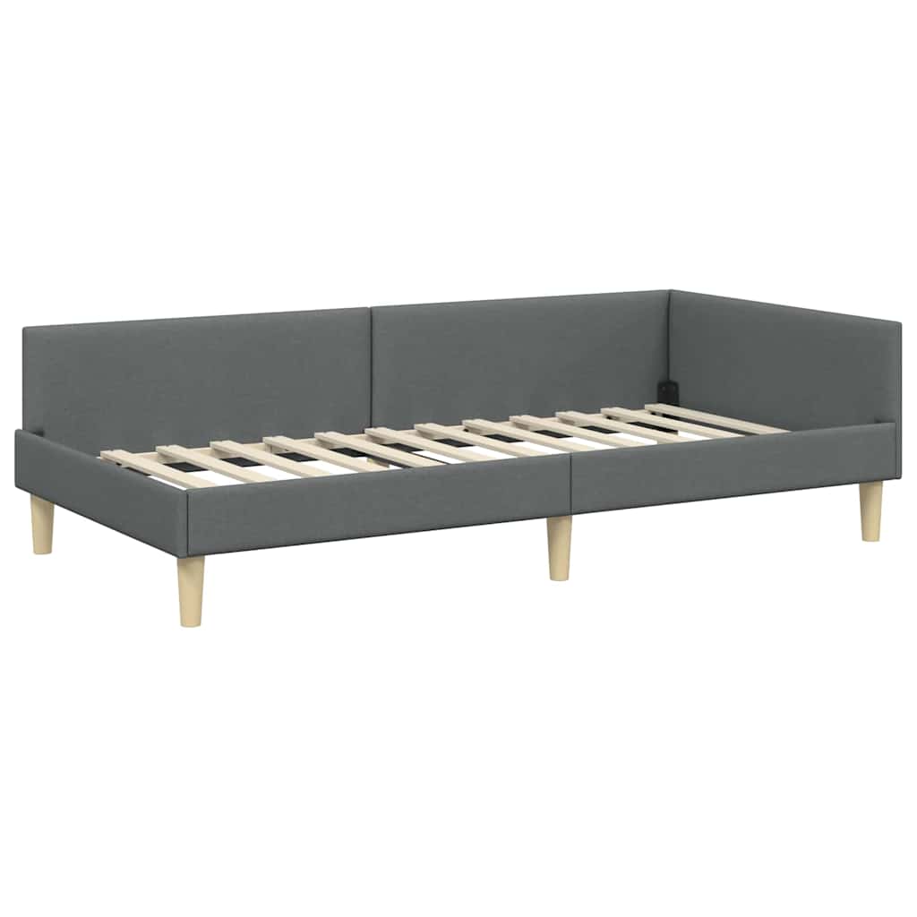 Struttura Letto Angolare con Materasso 2 pcs Grigio Tessuto | homemem39