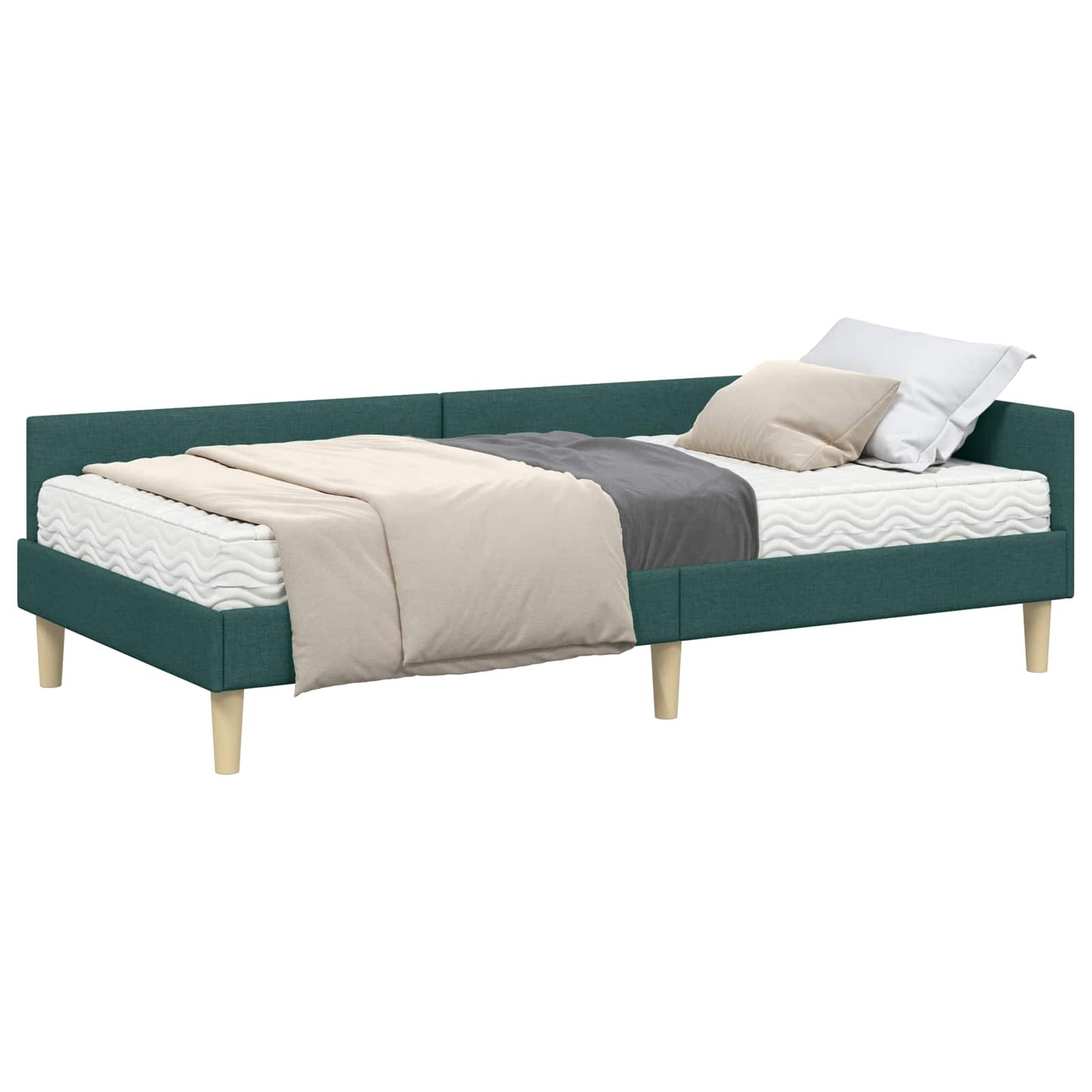 Struttura Letto Angolare con Materasso 2 pcs Verde Tessuto