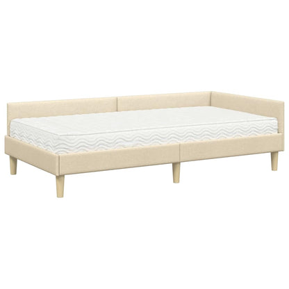 Struttura Letto Angolare con Materasso 2 pcs Crema Tessuto