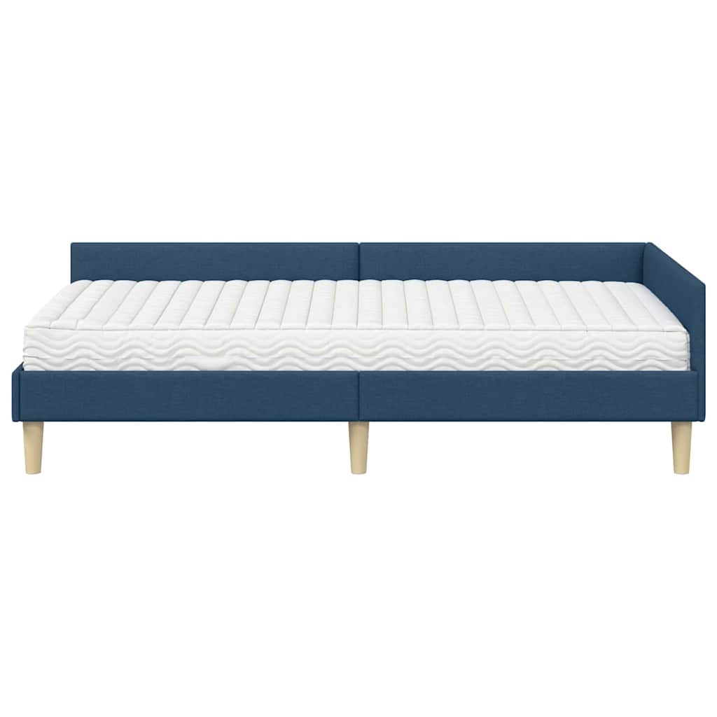 Struttura Letto Angolare con Materasso 2 pcs Blu Tessuto