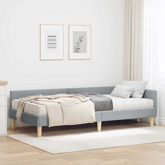 Struttura Letto Angolare con Materasso 2 pcs Grigio chiaro