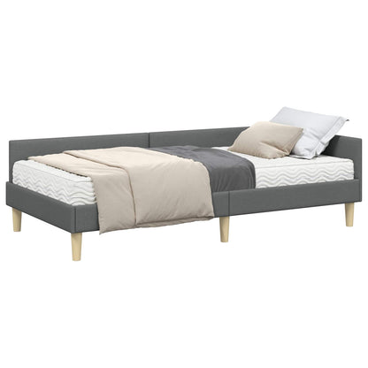 Struttura Letto Angolare con Materasso 2 pcs Grigio Tessuto