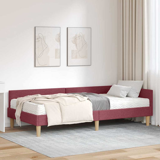 Struttura Letto Angolare con Materasso 2 pcs Grigio Tessuto