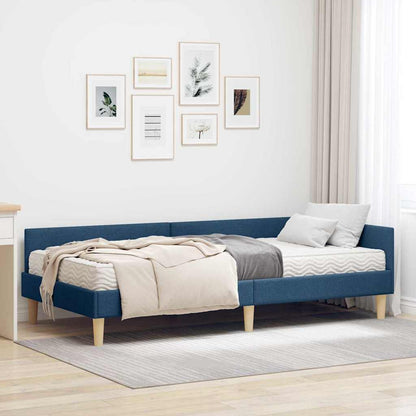 Struttura Letto Angolare con Materasso 2 pcs Blu Tessuto