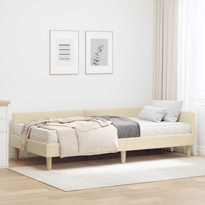 Struttura Letto Angolare con Materasso 2 pcs Crema Tessuto