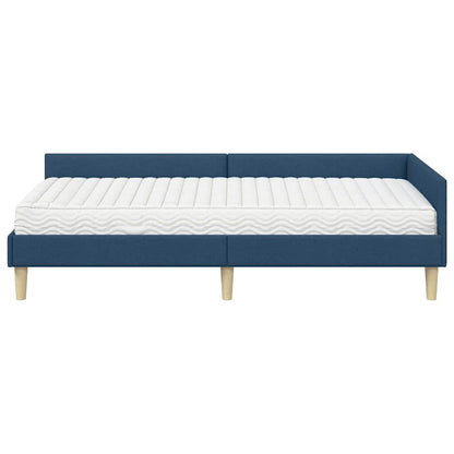 Struttura Letto Angolare con Materasso 2 pcs Blu Tessuto