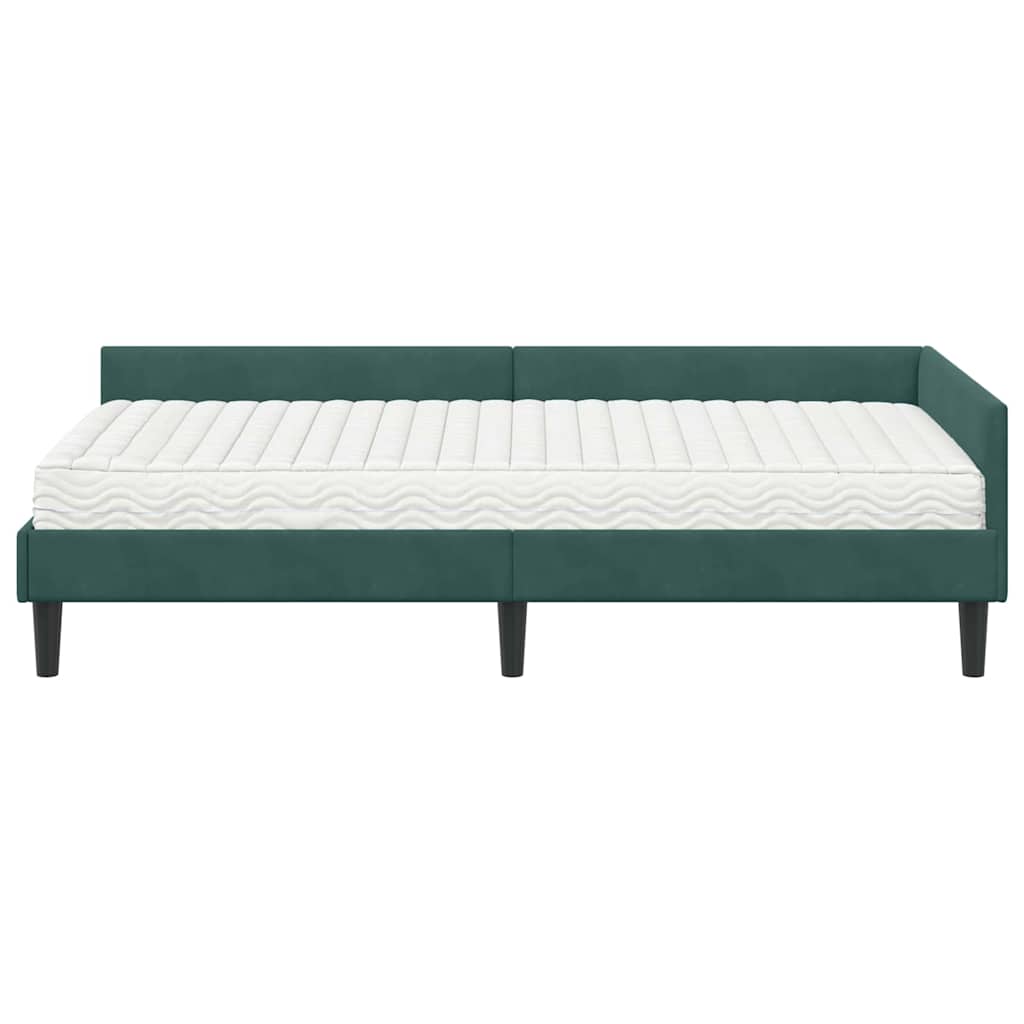 Struttura Letto Angolare con Materasso 2 pcs Verde Velluto