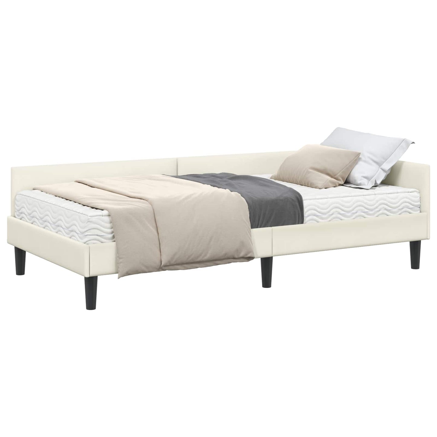 Struttura Letto Angolare con Materasso 2 pcs Crema Velluto