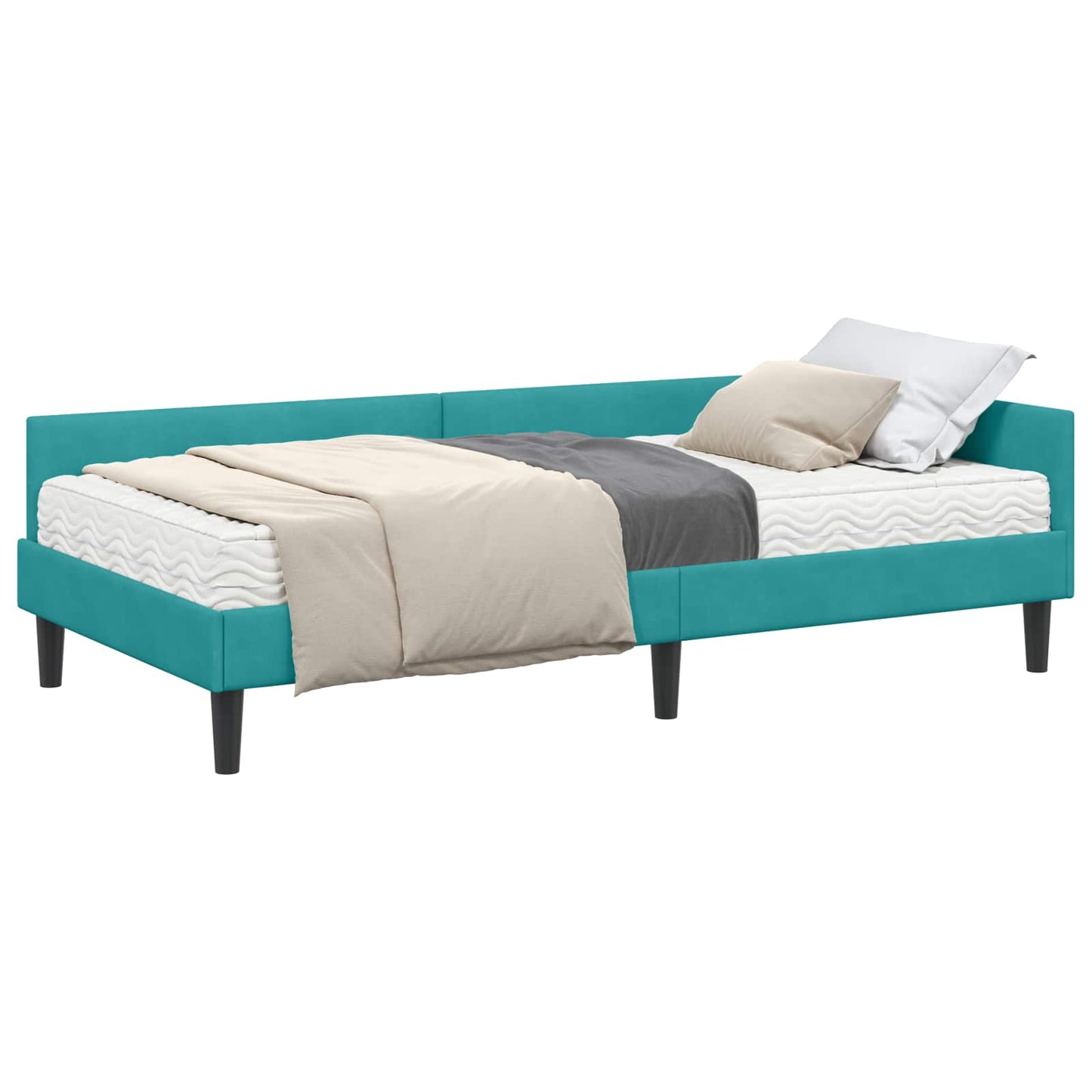 Struttura Letto Angolare con Materasso 2 pcs Turchese Velluto