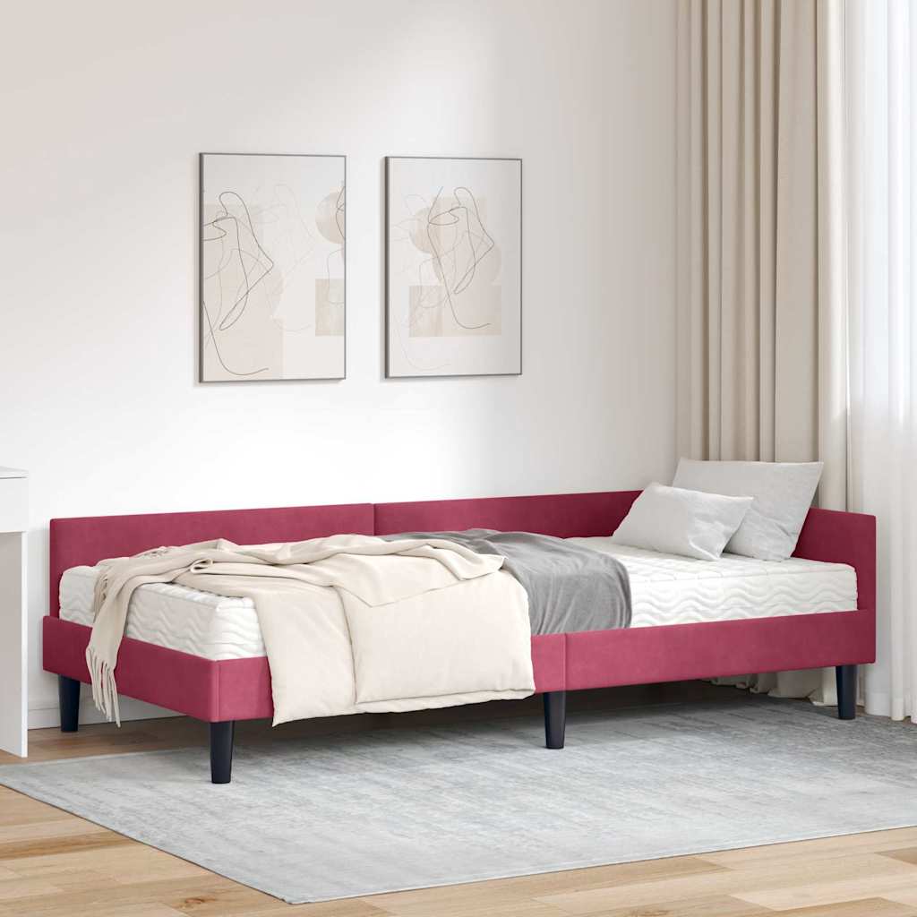 Struttura Letto Angolare con Materasso 2 pcs Verde Velluto