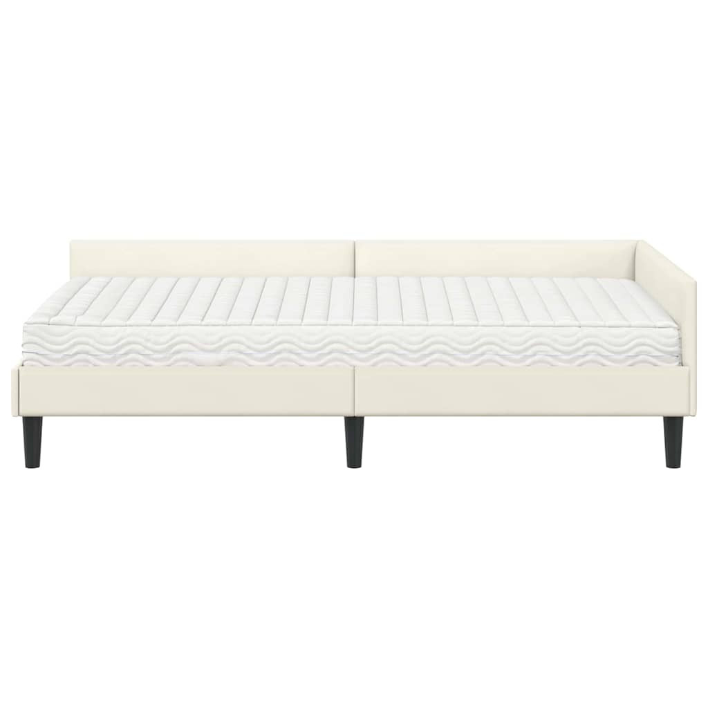 Struttura Letto Angolare con Materasso 2 pcs Crema Velluto