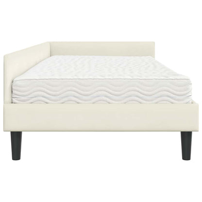 Struttura Letto Angolare con Materasso 2 pcs Crema Velluto