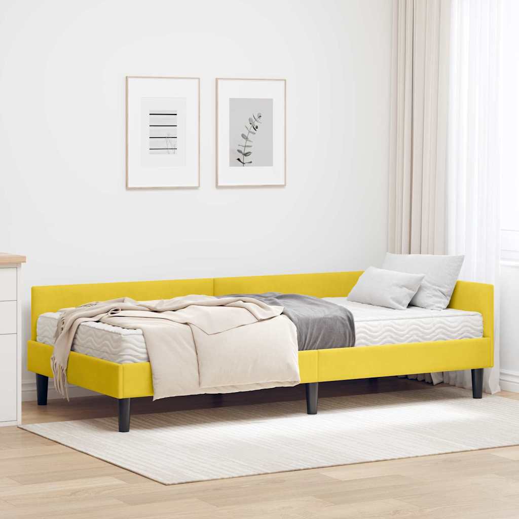 Struttura Letto Angolare con Materasso 2 pcs Giallo Velluto