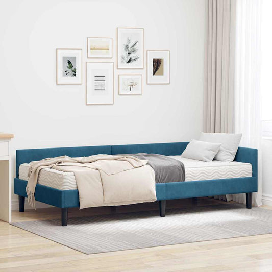 Struttura Letto Angolare con Materasso Altro 2 pcs Blu Velluto | homemem39