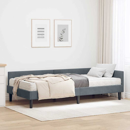 Struttura Letto Angolare con Materasso 2 pcs Grigio Velluto | homemem39