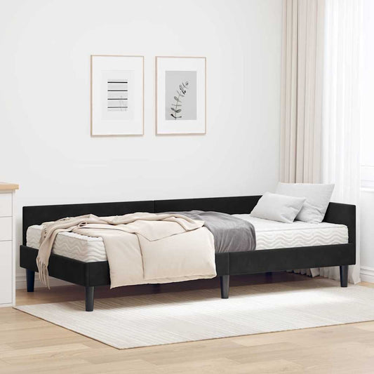 Struttura Letto Angolare con Materasso Altro 2 pcs Nero Velluto | homemem39