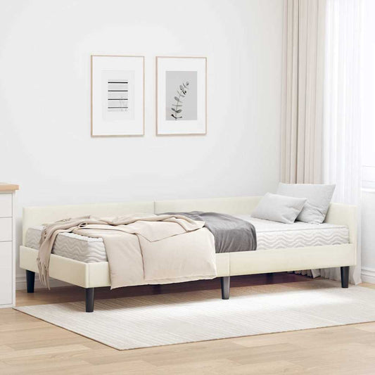 Struttura Letto Angolare con Materasso 2 pcs Crema Velluto | homemem39