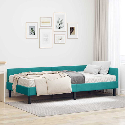 Struttura Letto Angolare con Materasso 2 pcs Turchese Velluto | homemem39