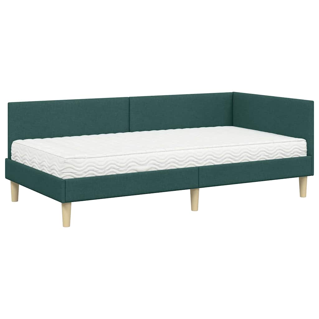 Struttura Letto Angolare con Materasso 2 pcs Verde Tessuto