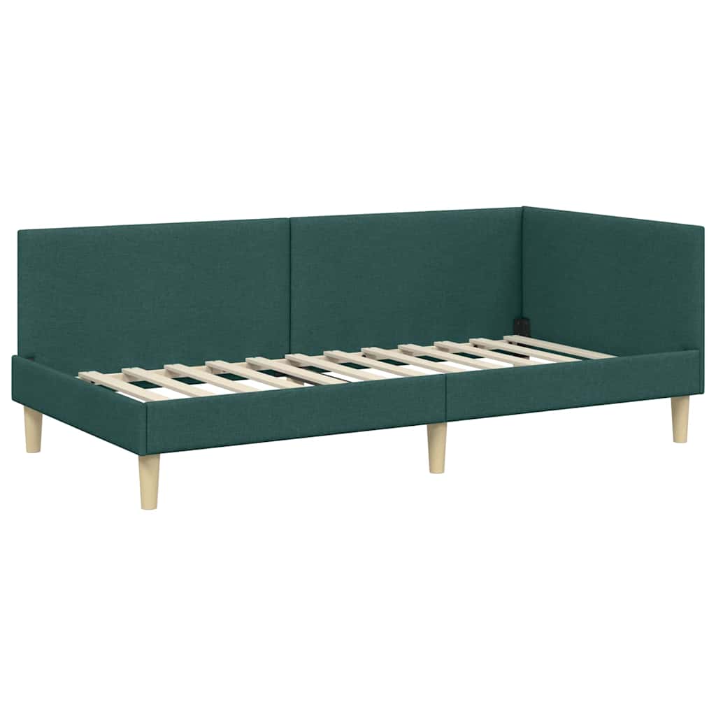Struttura Letto Angolare con Materasso 2 pcs Verde Tessuto