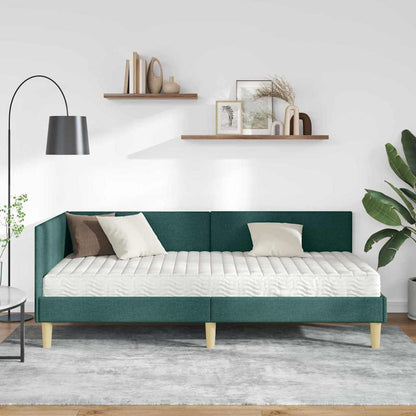 Struttura Letto Angolare con Materasso 2 pcs Verde Tessuto