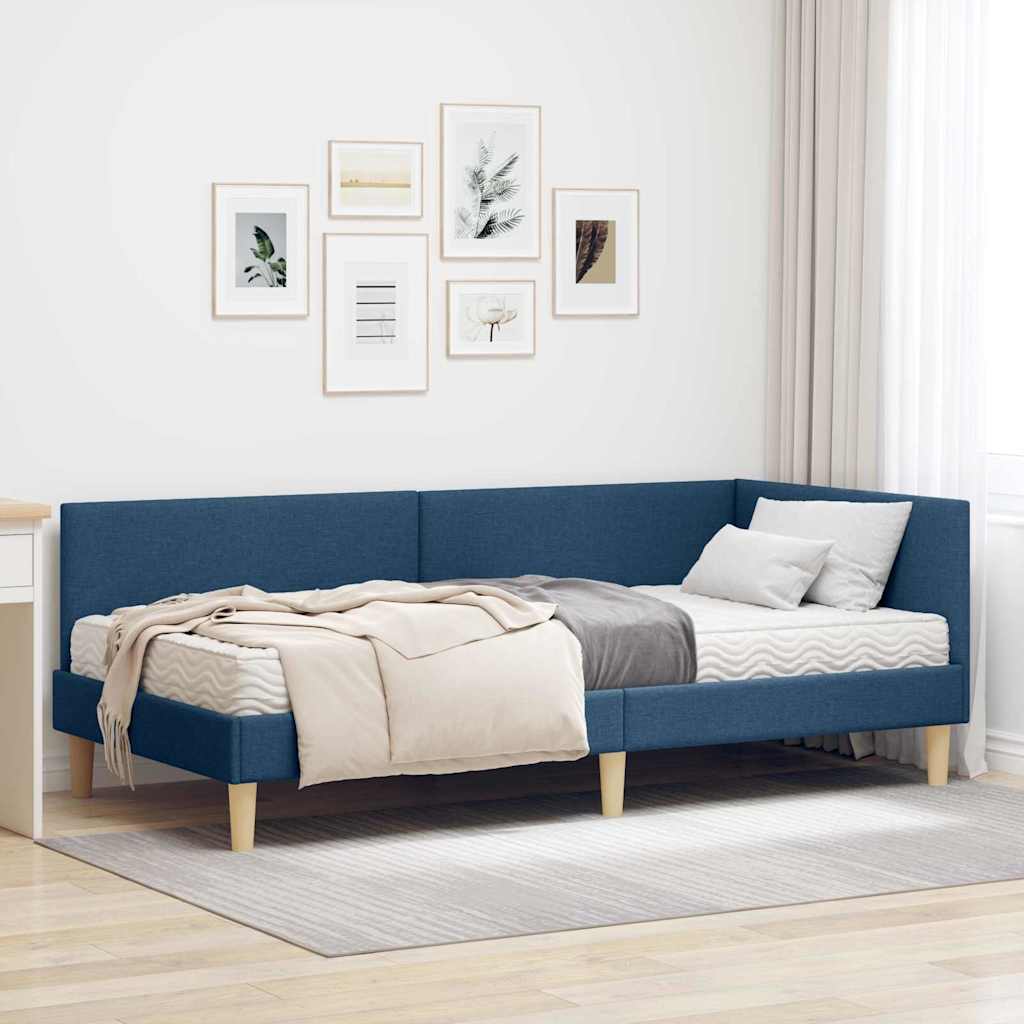 Struttura Letto Angolare con Materasso Altro 2 pcs Blu Tessuto
