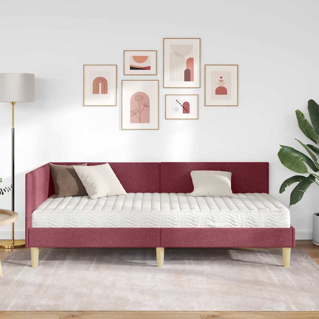 Struttura Letto Angolare con Materasso 2 pcs Grigio Tessuto | homemem39