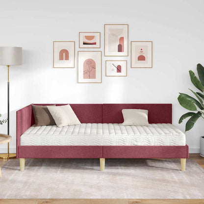 Struttura Letto Angolare con Materasso 2 pcs Grigio Tessuto | homemem39