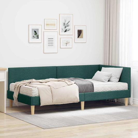 Struttura Letto Angolare con Materasso 2 pcs Verde Tessuto | homemem39