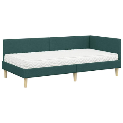 Struttura Letto Angolare con Materasso 2 pcs Verde Tessuto
