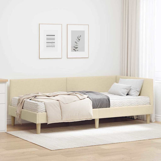 Struttura Letto Angolare con Materasso 2 pcs Crema Tessuto | homemem39