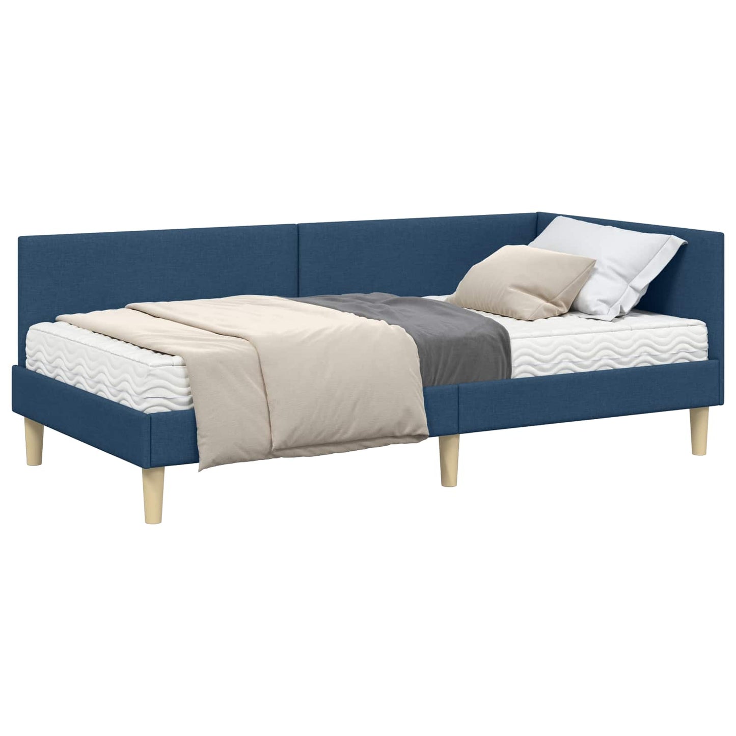 Struttura Letto Angolare con Materasso Altro 2 pcs Blu Tessuto