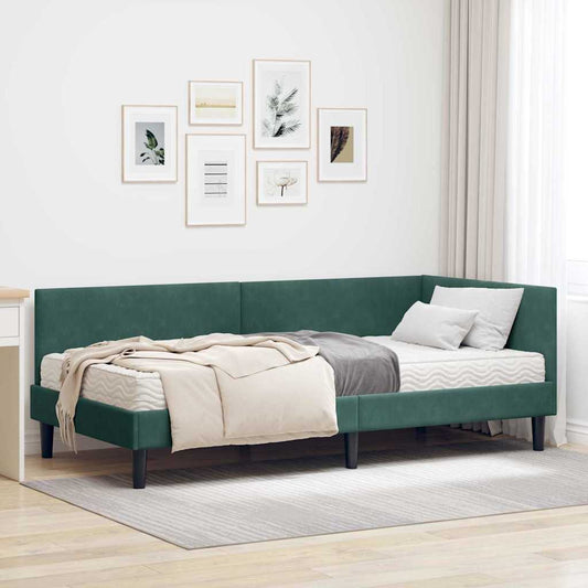 Struttura Letto Angolare con Materasso 2 pcs Verde Velluto | homemem39