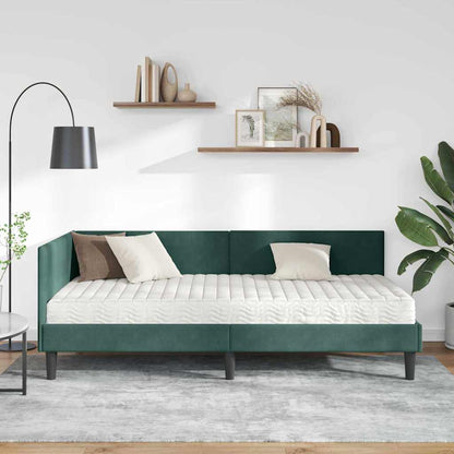 Struttura Letto Angolare con Materasso 2 pcs Verde Velluto