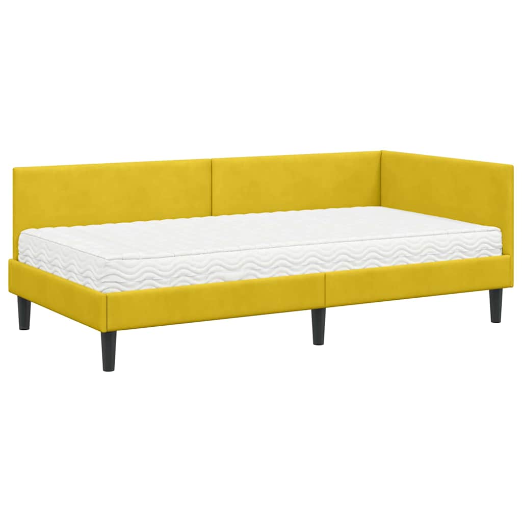 Struttura Letto Angolare con Materasso 2 pcs Giallo Velluto