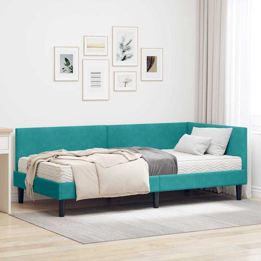 Struttura Letto Angolare con Materasso 2 pcs Turchese Velluto | homemem39
