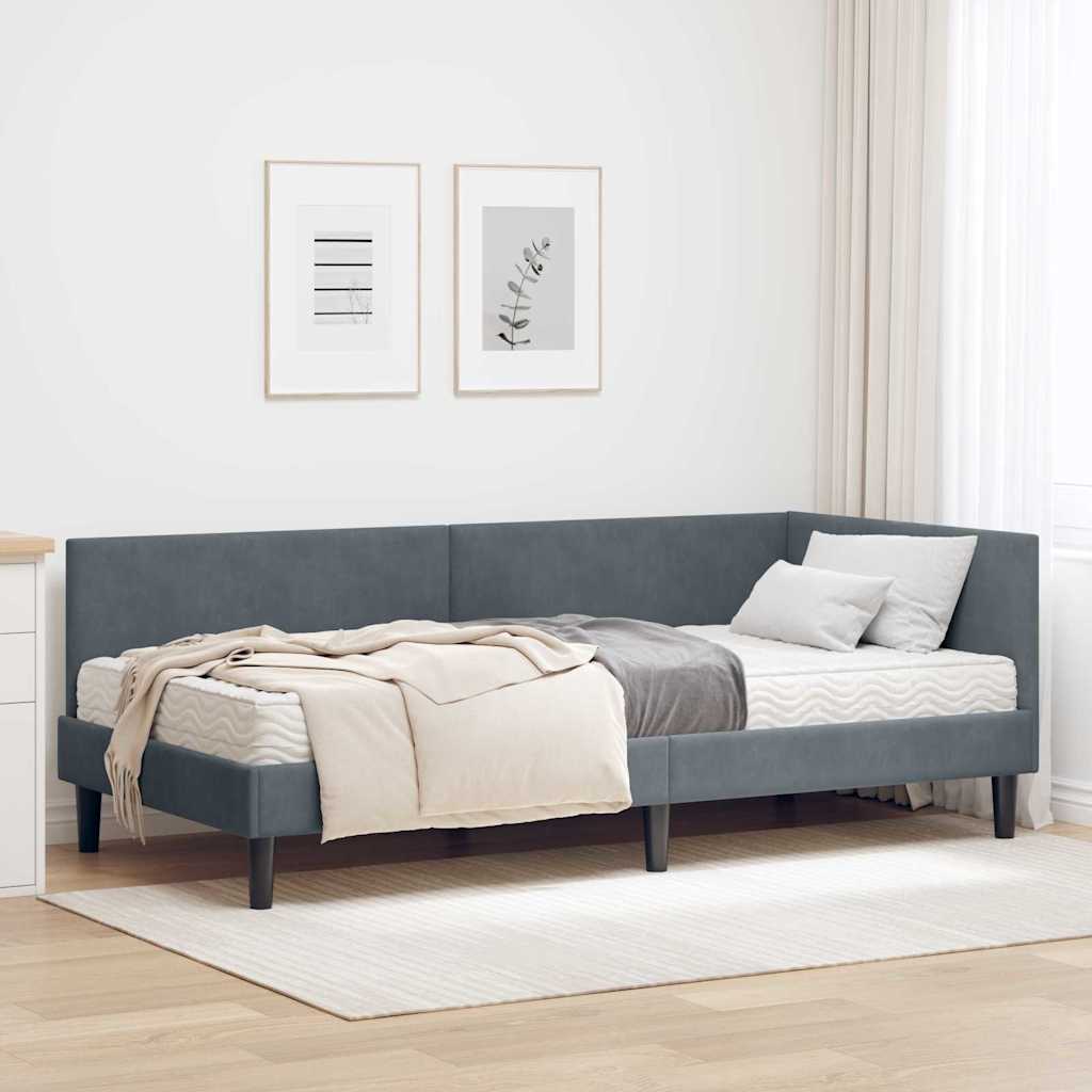Struttura Letto Angolare con Materasso 2 pcs Grigio Velluto