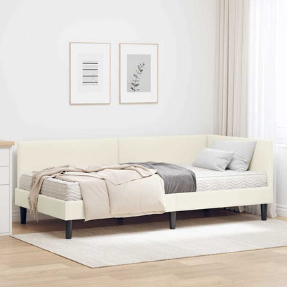 Struttura Letto Angolare con Materasso 2 pcs Crema Velluto