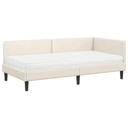 Struttura Letto Angolare con Materasso 2 pcs Crema Velluto
