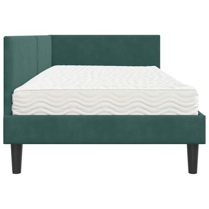 Struttura Letto Angolare con Materasso 2 pcs Verde Velluto